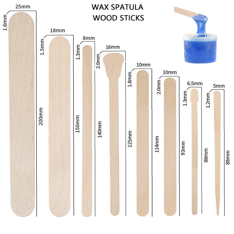 Wooden Wax Spatula Set – Disposable Multi-Size Hair Removal Wax Applicator Sticks