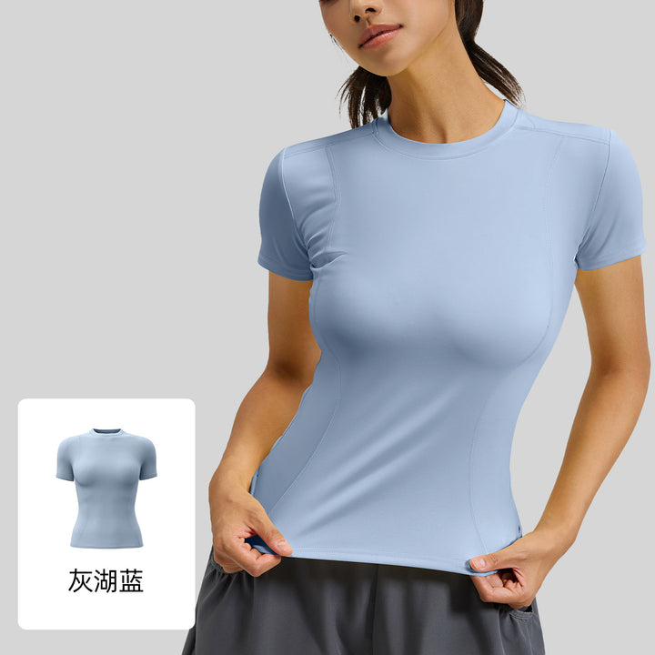 聚衣堂春夏修身运动短袖T恤瑜伽服上衣女健身紧身跑步瑜伽短袖