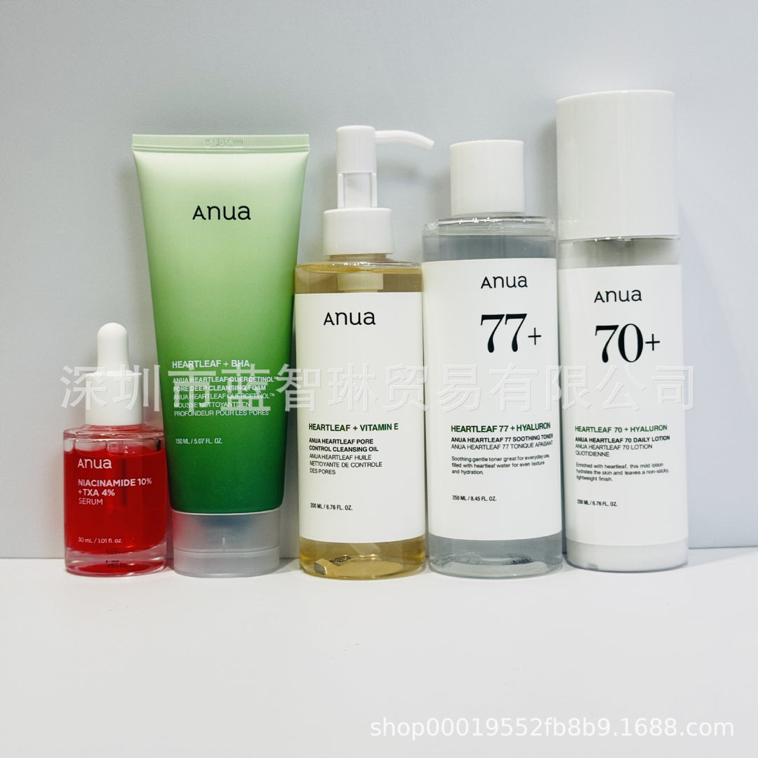 Anua Houttuynia Quercetin Toner & Face Wash Set - Niacinamide Serum Skincare Kit