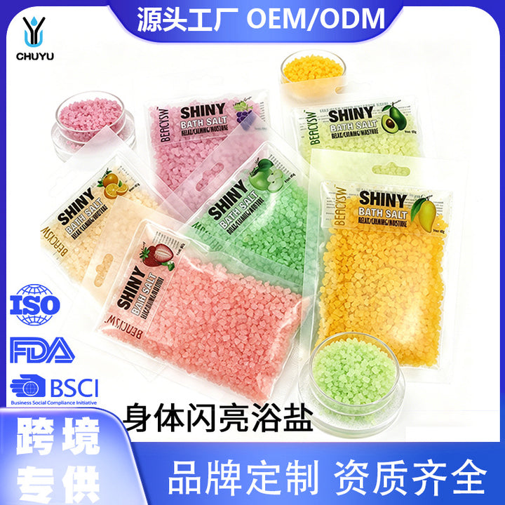 源头工厂80g袋装沐浴盐定制海盐泡澡泡脚肌肤护理盐 跨境外贸批发