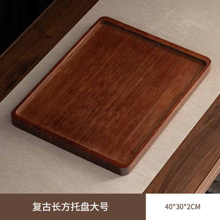 胡桃木色带金柄檀韵托盘套装家用客厅精致茶点盘点心甜品收纳盘