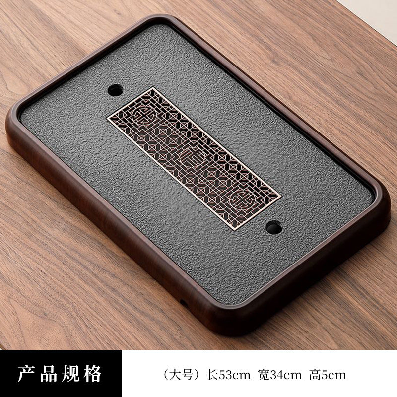 A类仿乌金石方形蓄水茶盘套装防霉家用办公茶台沥水茶具排水托盘