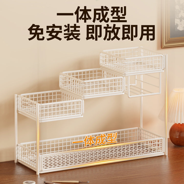 化妆品置物架厨房调料浴室纸巾储物架梳妆台护肤品口红杂物收纳盒