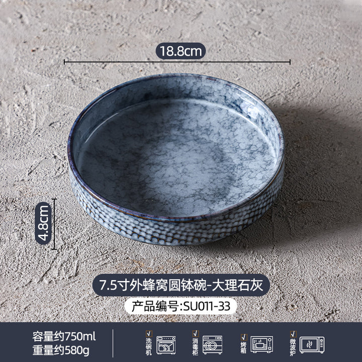 定制窑变陶瓷碗碟盘餐具套装大理石灰高级感餐厅酒店家用餐具组合