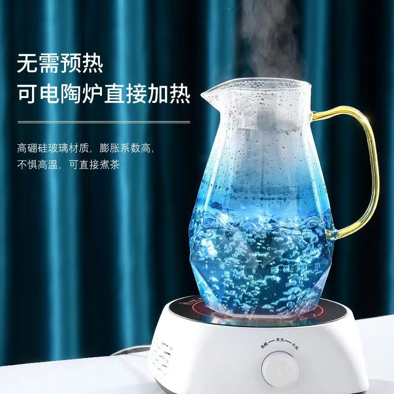 耐高温凉水壶家用大容量耐热冷水玻璃瓶水杯套装轻奢玻璃水泡茶壶