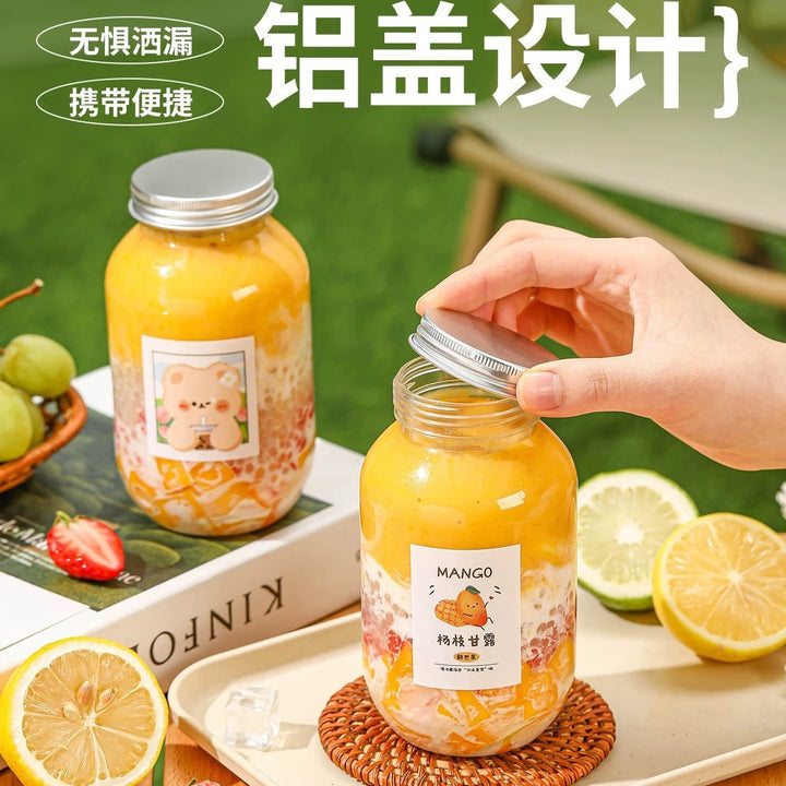 奶茶杯一次性带盖杨枝甘露瓶子胖胖杯U形大肚杯果汁冷饮塑料瓶pet