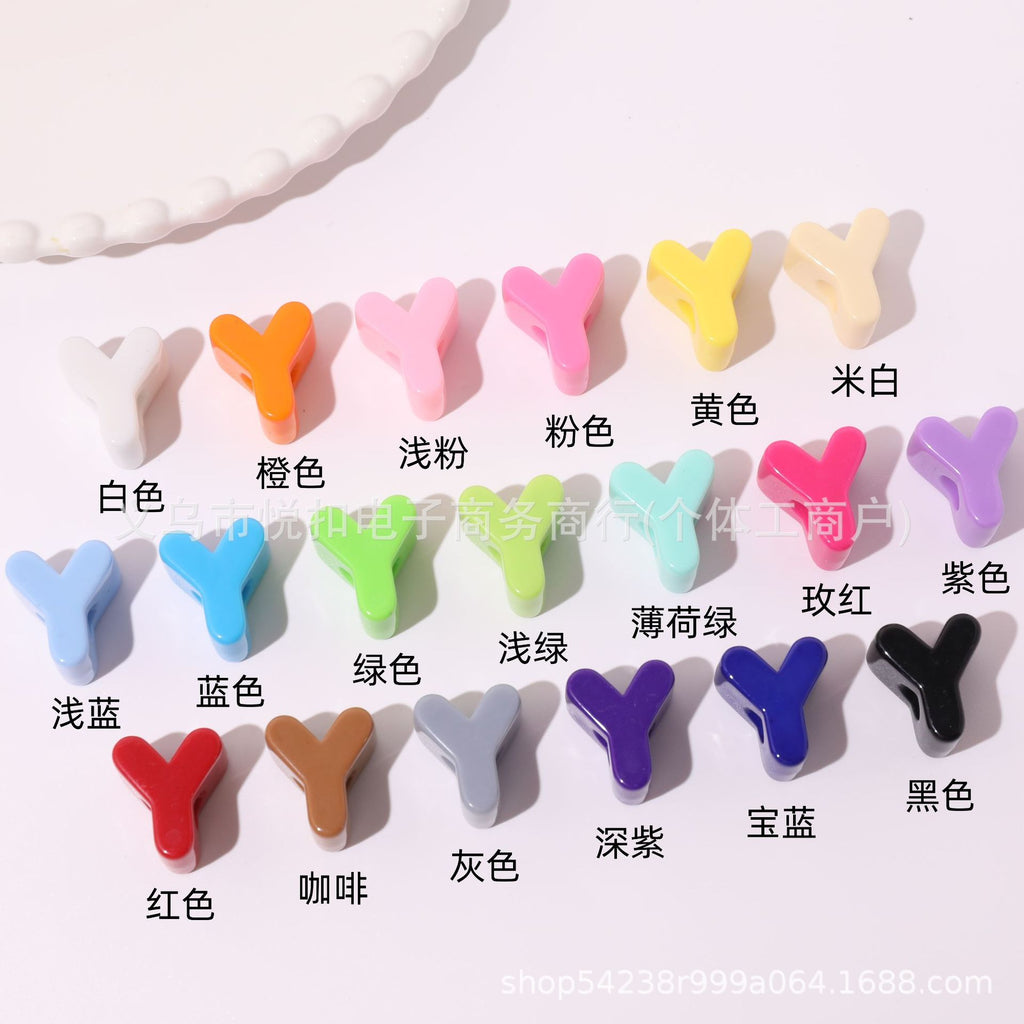 孔6mm亚克力英文字母珠马卡龙多巴胺手工串珠直孔散珠DIY包包挂件