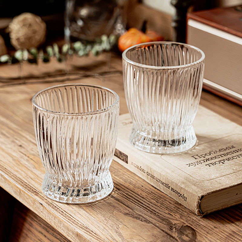 创意轻奢北欧风玻璃杯透明威士忌杯冰咖啡杯高颜值家用水杯网红款