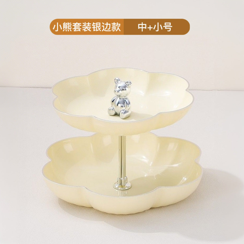 花型多层果盘小熊套装家用塑料PP糖果盘干果盘水果盘零食坚果甜品