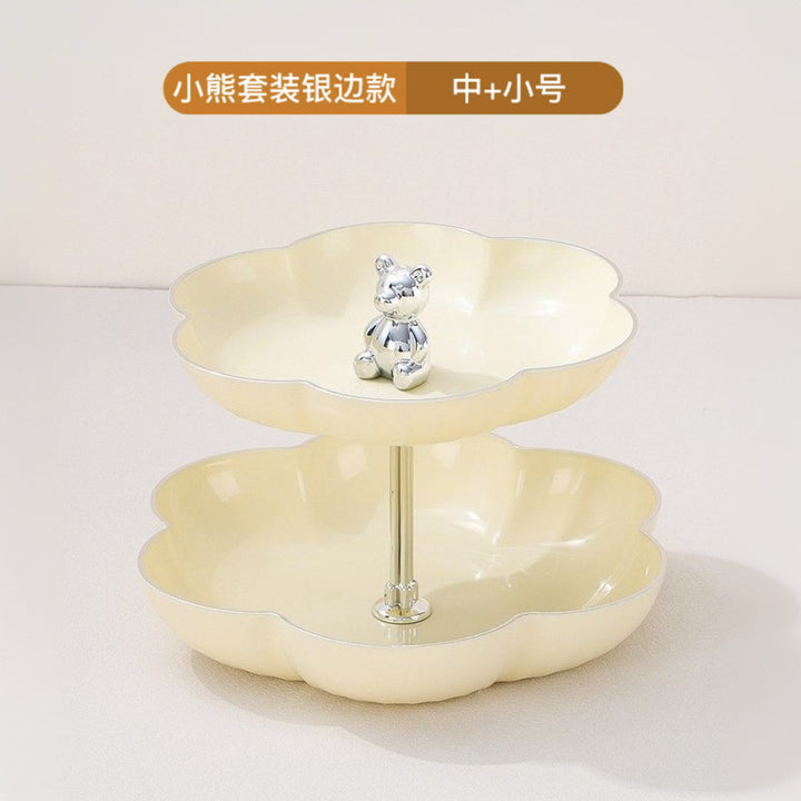 花型多层果盘小熊套装家用塑料PP糖果盘干果盘水果盘零食坚果甜品