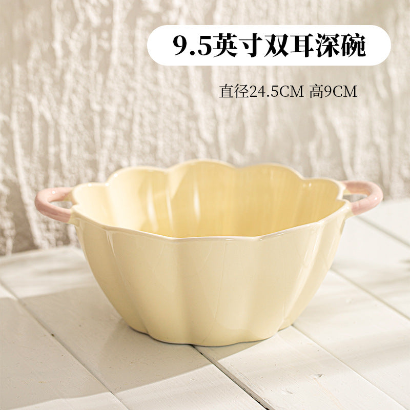 陶瓷餐具套装家用高颜值饭碗碗碟高级感浮雕花边盘子碗盘组合套装