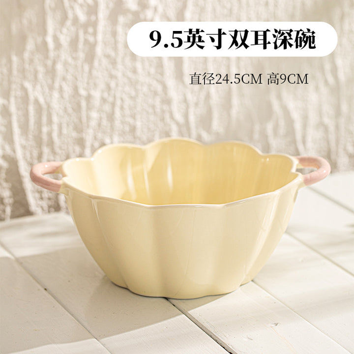 陶瓷餐具套装家用高颜值饭碗碗碟高级感浮雕花边盘子碗盘组合套装