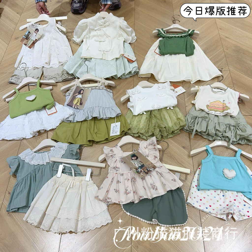 湖州织里童装 儿童服装一手货源 巴拉巴夏季套装短袖 女童夏季