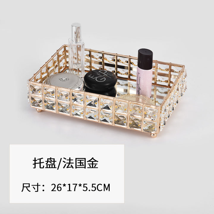 北欧金属水晶水果盘蛋糕甜品展示台轻奢装饰托盘首饰化妆品收纳盘
