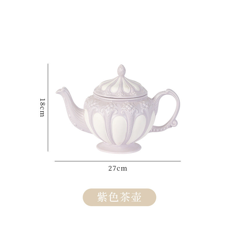 英式浮雕复古宫廷风咖啡杯简约 下午茶套装创意陶瓷水壶 欧式茶杯