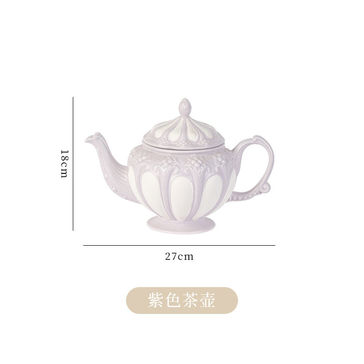 英式浮雕复古宫廷风咖啡杯简约 下午茶套装创意陶瓷水壶 欧式茶杯