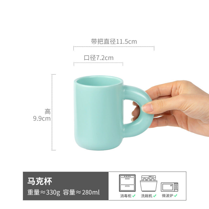 奶油风多彩陶瓷马克杯高颜值水杯家用情侣杯咖啡杯牛奶杯女生杯子