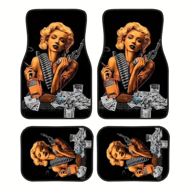 Vintage Car Foot Mat Carpet 4 Piece Set Stain Resistant Floor Mat TEMUFoot Mat Wholesale