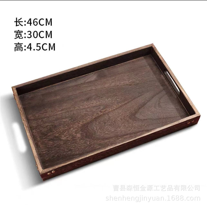 中式多格茶盘实木围炉煮茶茶点零食七件套托盘新款实木创意炭烧盘