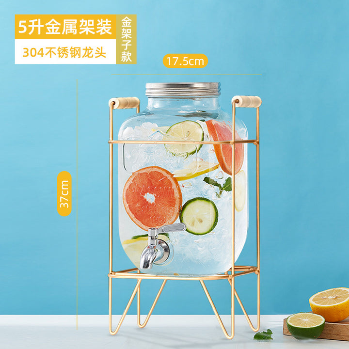 网红可乐酒炮 玻璃果汁鼎果汁罐 大容量饮料桶梅森罐酿酒瓶酵素桶