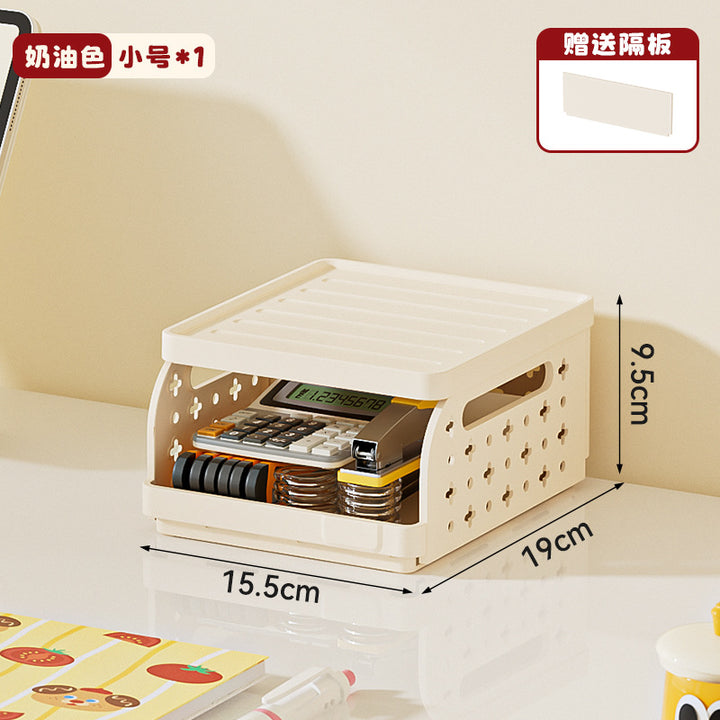 桌面收纳盒折叠塑料学生笔筒文具文件架多层办公桌A4纸整理储物架