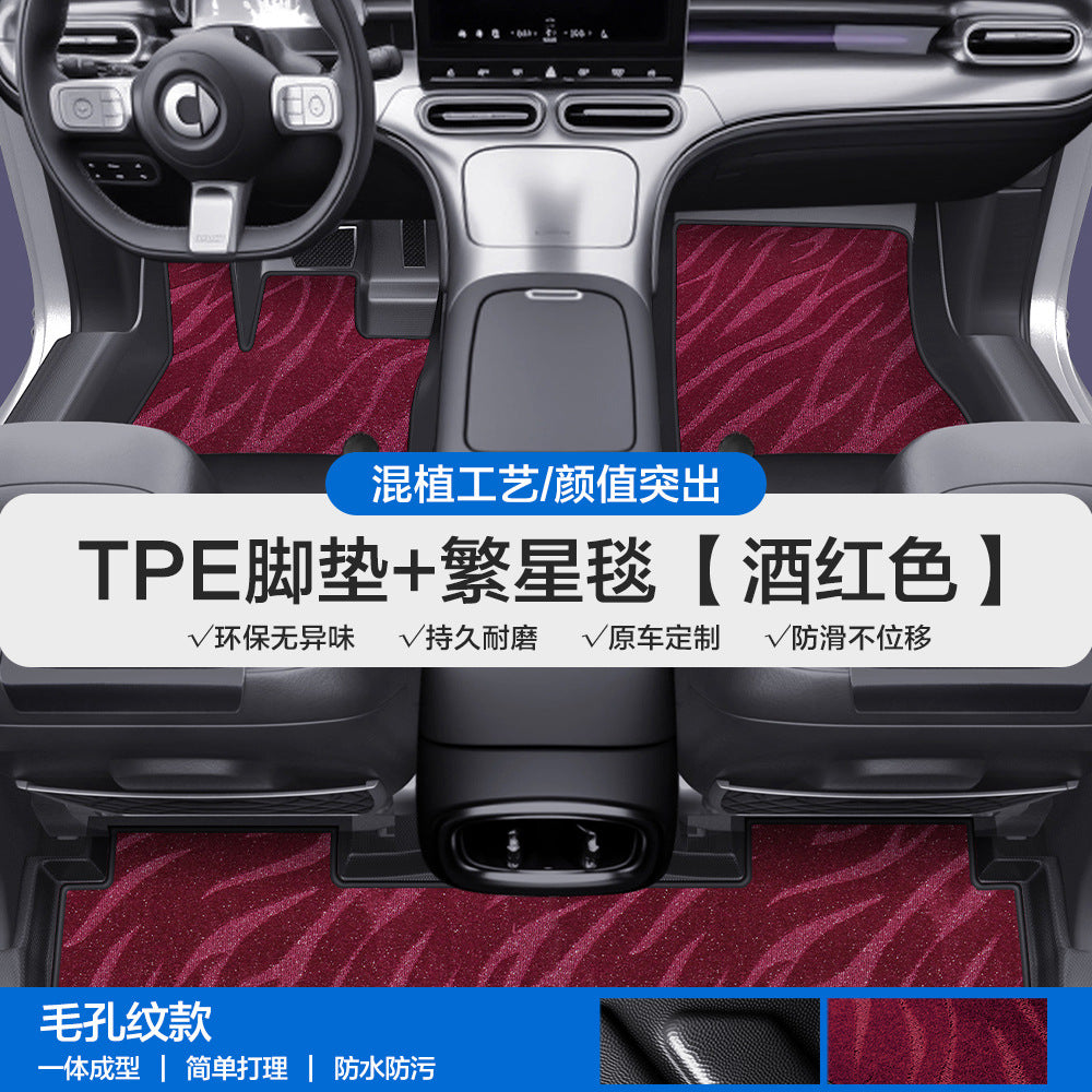 适用于奔驰Smart精灵1号3号5号TPE汽车脚垫全包围包门槛丝圈地垫