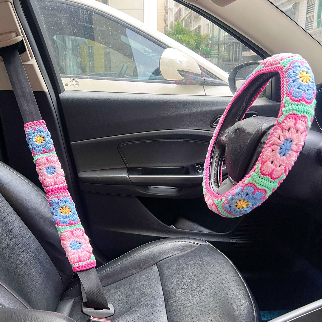Car Interior Cute Flower Car Interior Steering Wheel Cover Non Slip Safe
