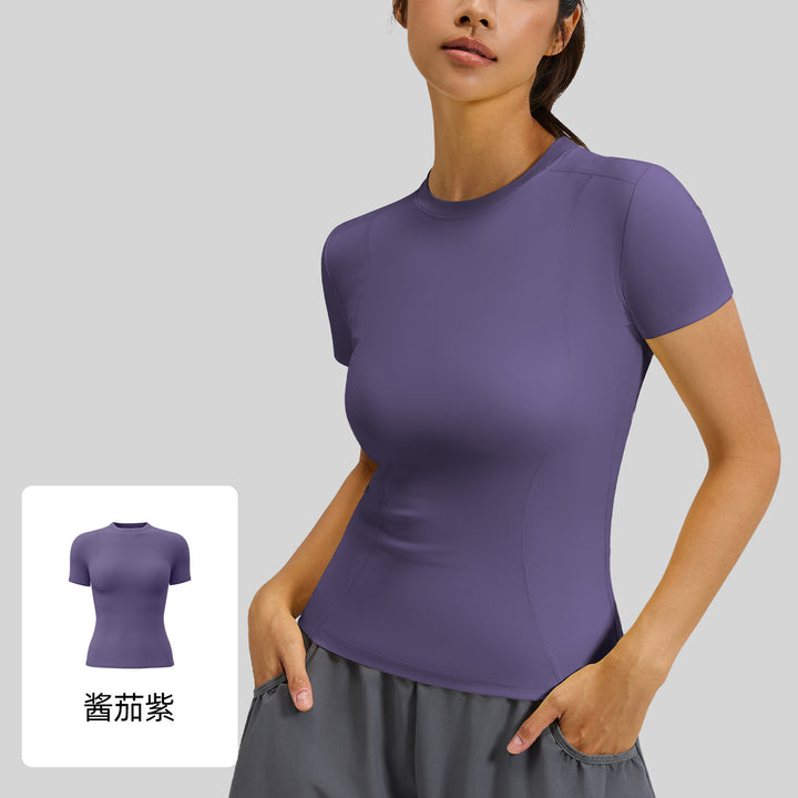 聚衣堂春夏修身运动短袖T恤瑜伽服上衣女健身紧身跑步瑜伽短袖