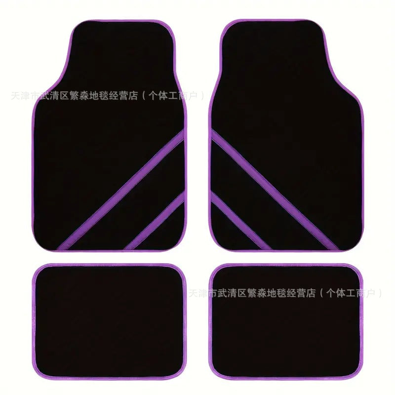 代发TEMU简约线条汽车脚垫车内防尘垫子四件套耐磨易打理汽车地垫