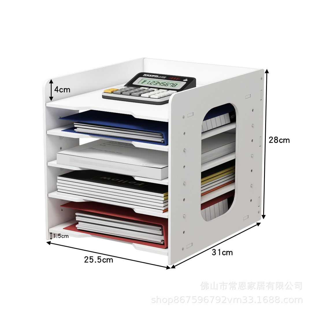 Multi-Layer File Organizer Rack – Desktop Document Sorter for Office Supplies