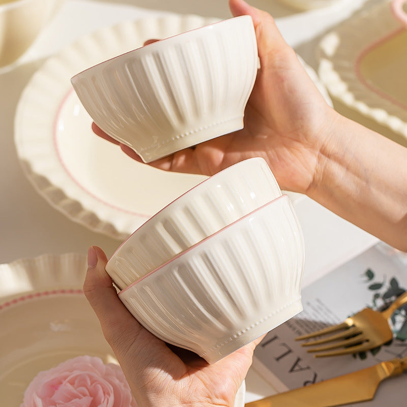 KANGMO Cream Style Underglaze Dinner Set - High Temperature Tableware Set