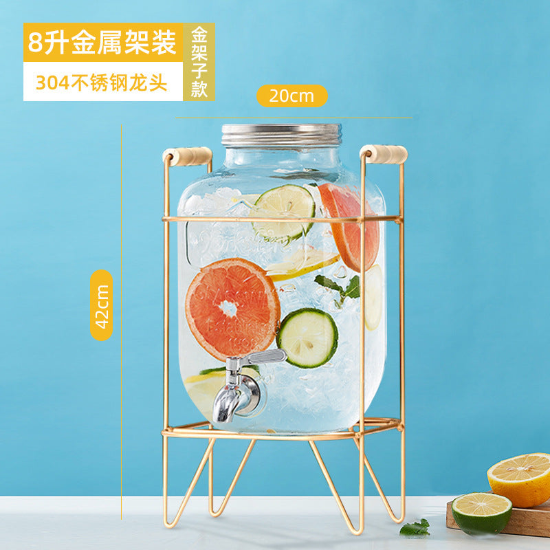 网红可乐酒炮 玻璃果汁鼎果汁罐 大容量饮料桶梅森罐酿酒瓶酵素桶