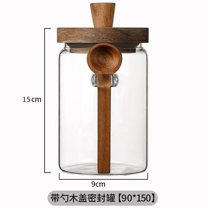 相思木茶叶罐储物罐厨房食品杂粮咖啡豆茶叶密封罐透明储藏收纳罐