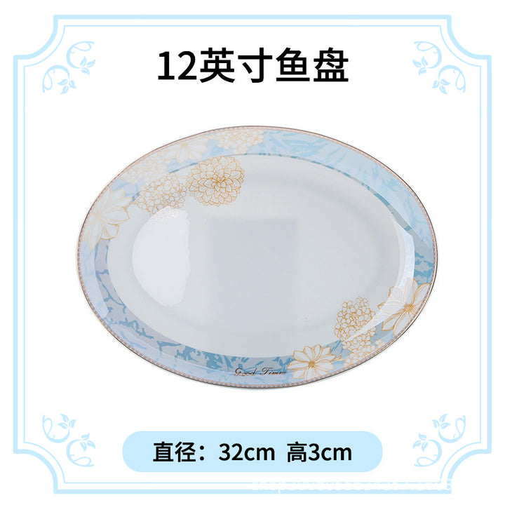 碗碟盘套装家用高温釉下彩景德镇骨瓷餐具套装陶瓷中式碗盘筷批发