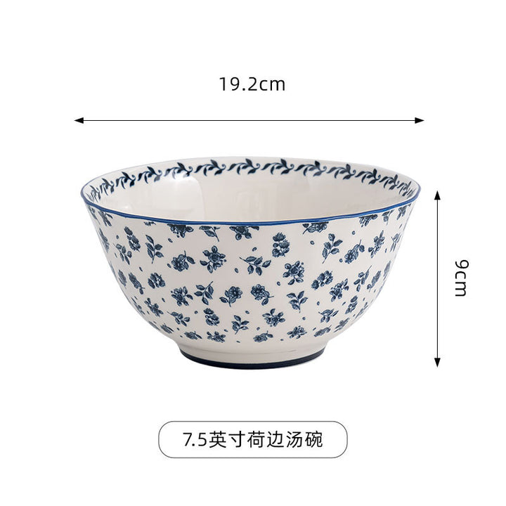 复古蓝花系列餐具陶瓷家用釉下彩高级感复古圆盘家用碗碟盘套装