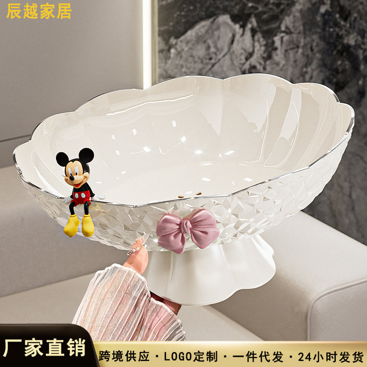 Luxury Fruit Plate with Bow Detail - High-End Living Room Decor & Candy Tray