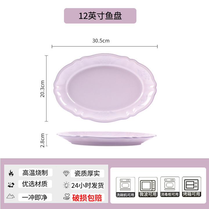 Purple Ceramic Bowl & Plate Dinnerware Set – High-Quality Home Tableware