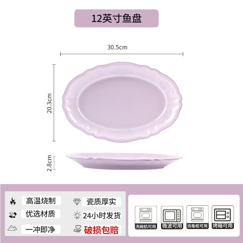 Purple Ceramic Bowl & Plate Dinnerware Set – High-Quality Home Tableware