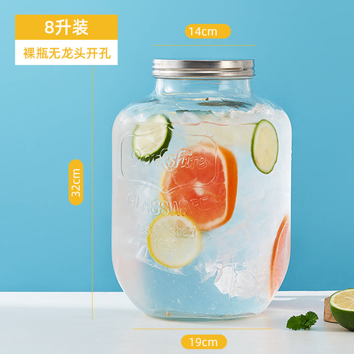 网红可乐酒炮 玻璃果汁鼎果汁罐 大容量饮料桶梅森罐酿酒瓶酵素桶