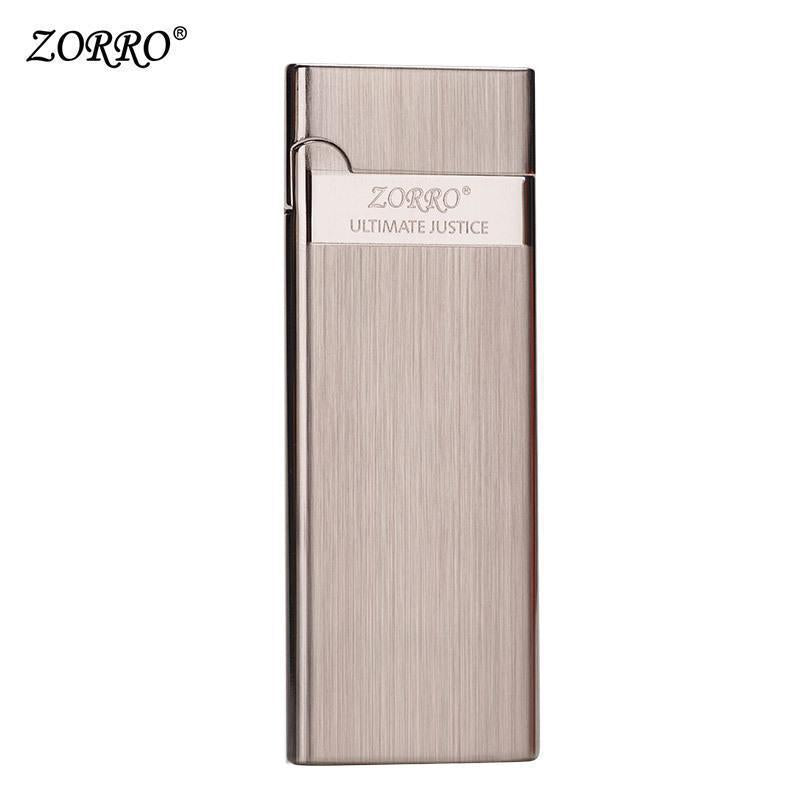ZORRO佐罗636正品金属砂轮超薄充气打火机私人礼物激光便携男广告