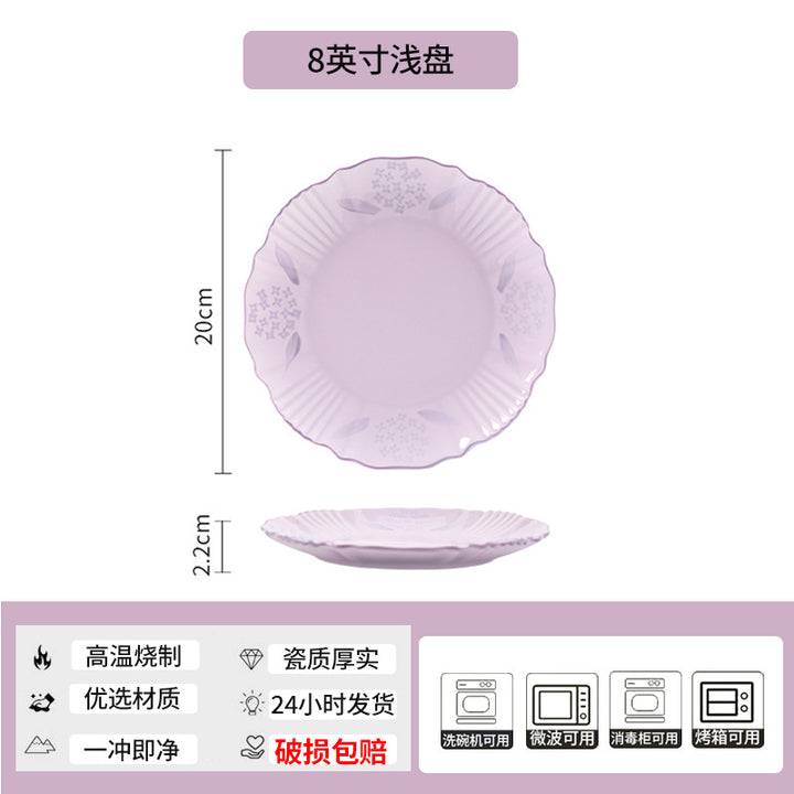 Purple Ceramic Bowl & Plate Dinnerware Set – High-Quality Home Tableware