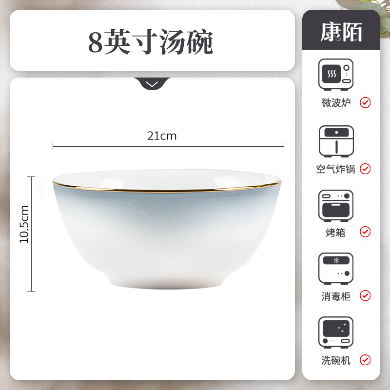 景德镇陶瓷餐具碗碟套装家用高级感碗盘组合金边轻奢乔迁礼品批发