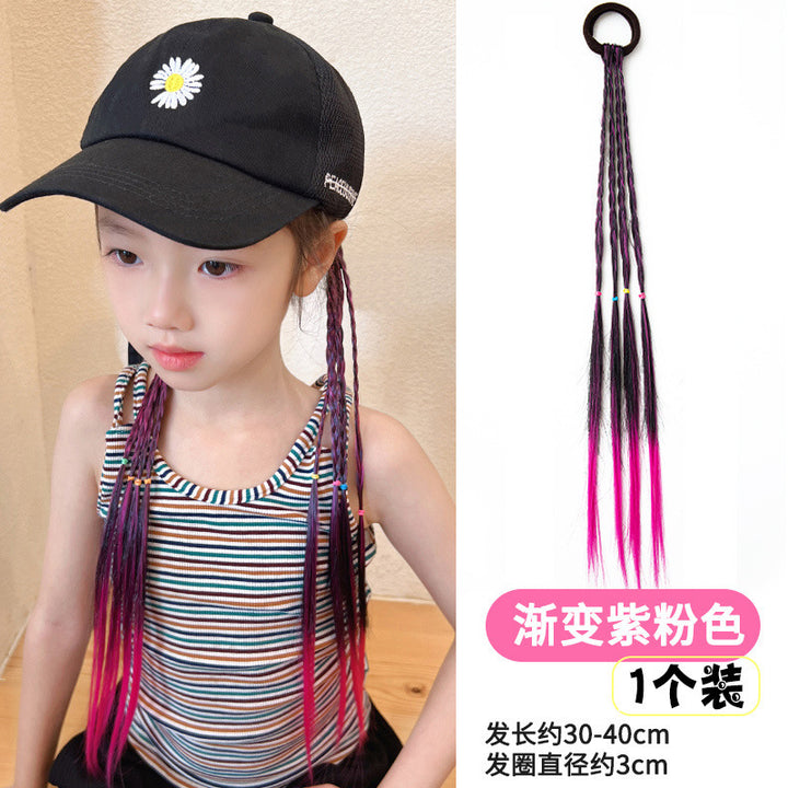 假发辫子儿童头饰拳击辫彩色发绳甜酷女扎马尾头绳橡皮筋发饰批发