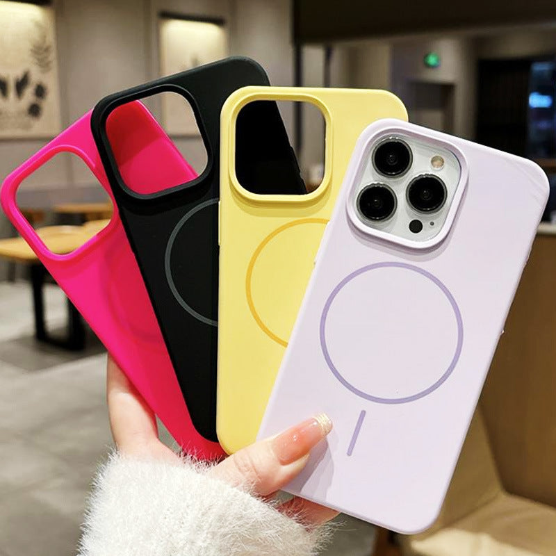 For iPhone 16 pro Thin Ring Mag Safe Liquid Silicone Phone CaseiPhone17 AIR Shockproof Solid Color Protective Case