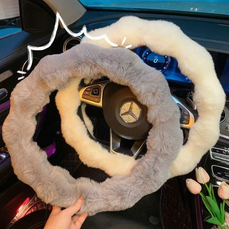 Steering Wheel Cover Wool Grip Cover Unisex Universal Fall/Winter Car Steering Wheel Cover