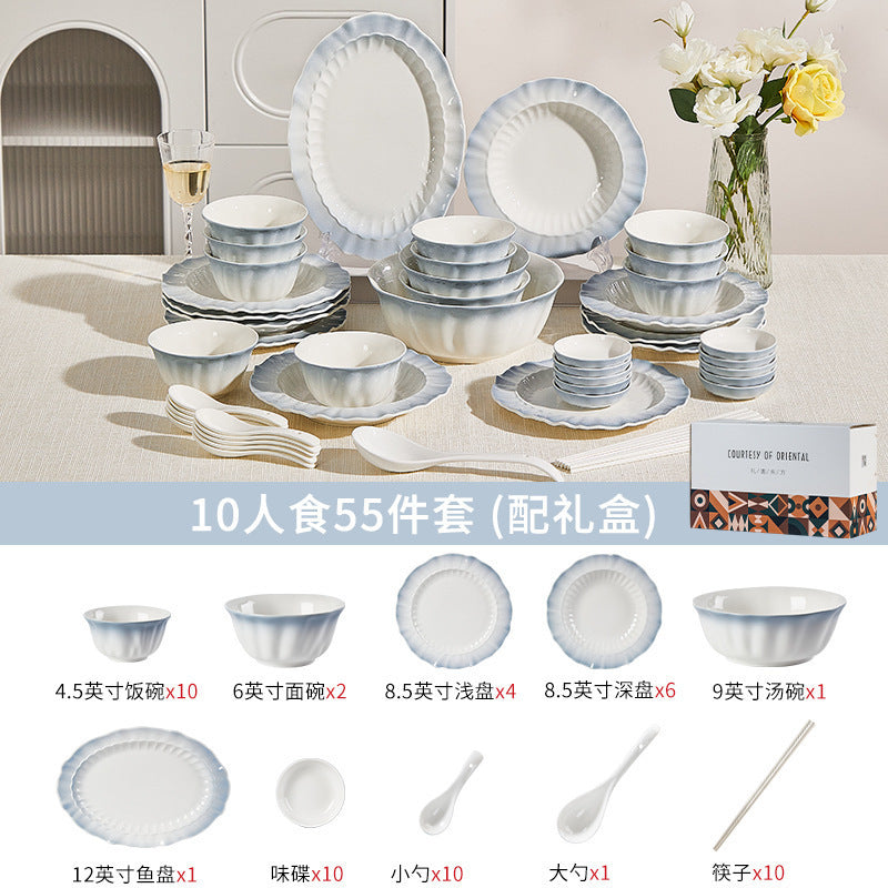 釉下彩陶瓷碗盘套装家用餐具2026新款整套乔迁新居高颜值碗筷碗具
