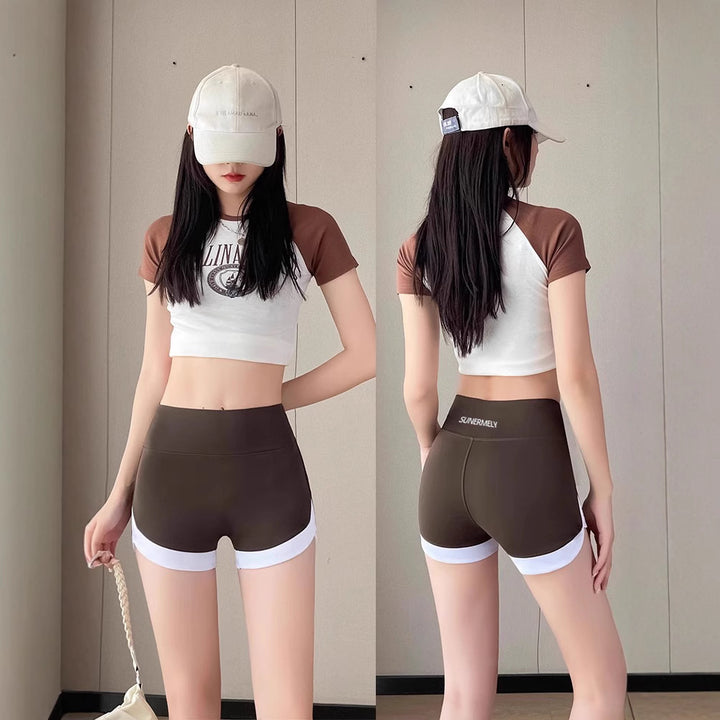 运动薄款不卷边安全裤女防走光高腰收腹提臀无痕打底鲨鱼短裤女夏