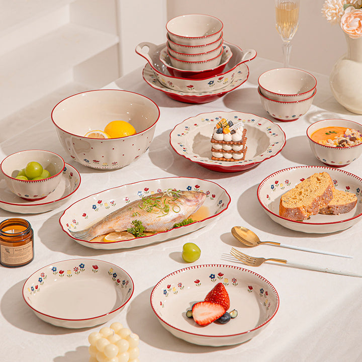 New Bowl & Plate Set Premium Design Ceramic Wedding Newlywed Gift Tableware Bowl Home Small Tableware