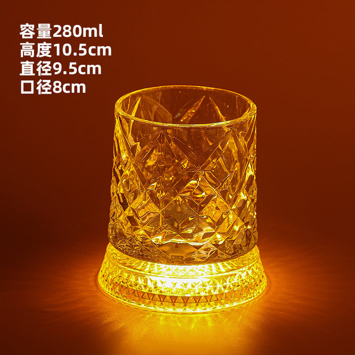 批发现货高颜值威士忌酒杯家用酒杯大口径冰川纹玻璃杯八角洋酒杯