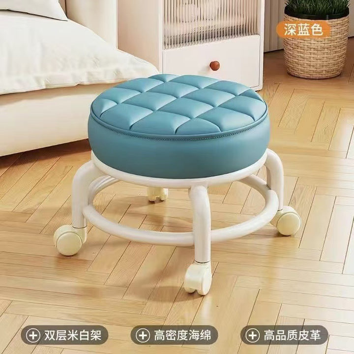 Soft Padded Rolling Stool – Multifunctional Swivel Shoe Changing Bench